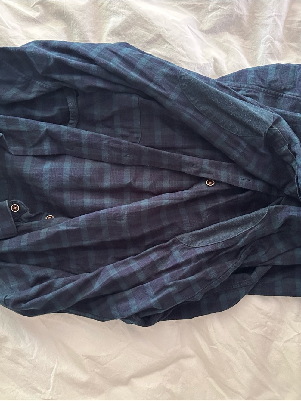 Men's Blue Plaid Button-Up Shirt